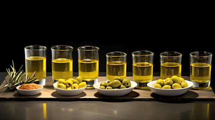 A raw and unfiltered olive oil tasting set