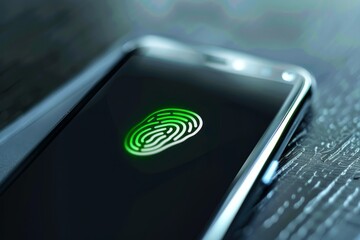 Aufkleber - Fingerprint scan on a smartphone screen, illustrating biometric security technology for secure access and data protection on mobile devices.