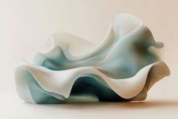 Wall Mural - a fluid, abstract sculpture with soft curves and a blend of translucent colors.
