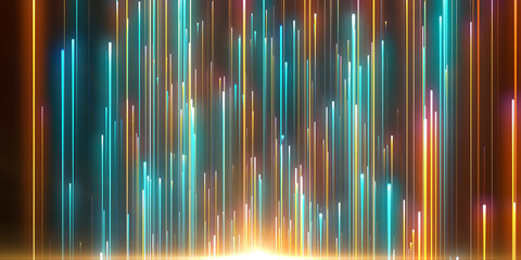 Wall Mural - moving laser beams. abstract background in blue and red neon glow color. light burst in universe. sp