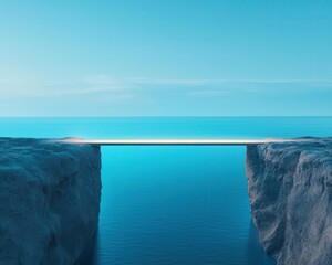 A glowing bridge connecting two sides of a chasm, symbolizing breakthrough solutions to overcome challenges