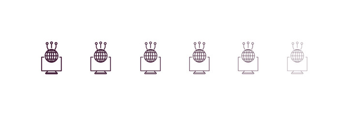 cyberspace outline icon. Linear vector from programming concept. 6 different line style cyberspace icon included thin, light, regular, medium, bold, black