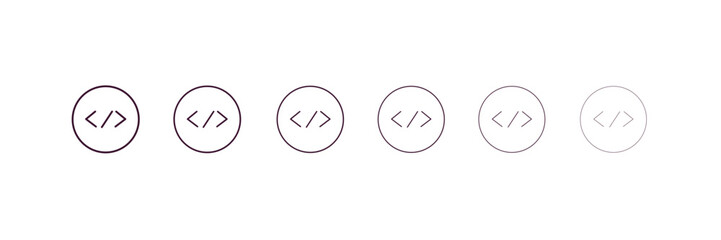 programming language outline icon. Linear vector from programming concept. 6 different line style programming language icon included thin, light, regular, medium, bold, black