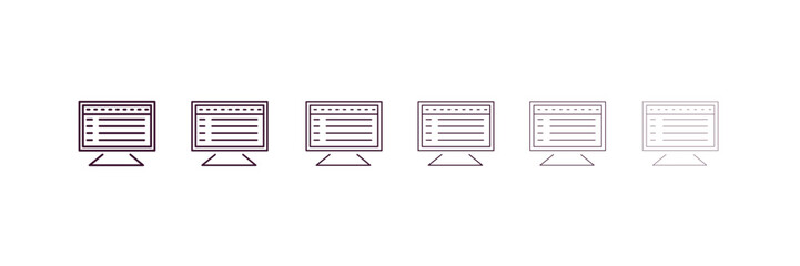 program interface outline icon. Linear vector from programming concept. 6 different line style program interface icon included thin, light, regular, medium, bold, black