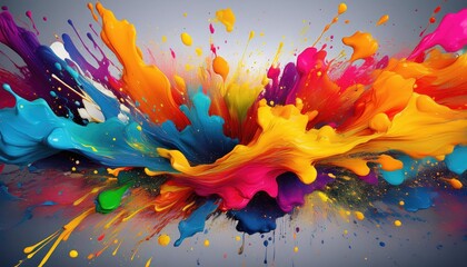 Wall Mural - Vibrant colors explode in a burst of paint.