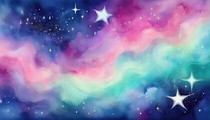 Canvas Print - Dreamy watercolor galaxy