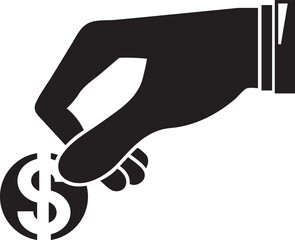 Poster - Silhouette Hand Holding Dollar Money Illustration
