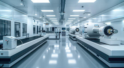 Leinwandbilder - High-performance machines being tested for output efficiency in a futuristic lab, illustrating excellence in performance. Generative AI.