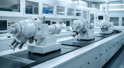 Leinwandbilder - High-performance machines being tested for output efficiency in a futuristic lab, illustrating excellence in performance. Generative AI.