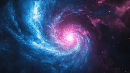 Wall Mural - a breathtaking spiral galaxy with vibrant blue and pink hues, showing intricate arm structures and a