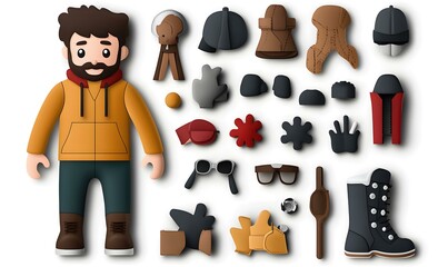 Character design tool, vibrant flat style, customizable features, diverse expressions, creative mix-and-match options for unique avatars