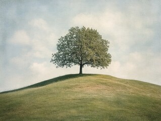 Wall Mural - Lone Tree on Green Hill