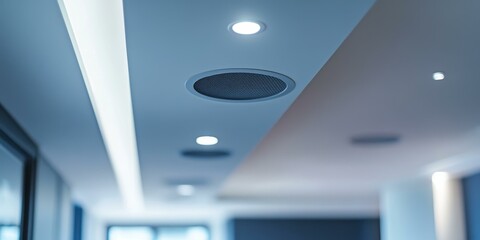 Poster - Modern ceiling with recessed lights and speaker.