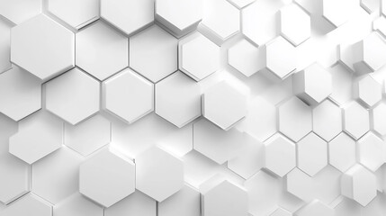 Wall Mural - Futuristic abstract simple shapes background. 3D White hexagonal art. 