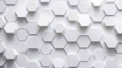 Wall Mural - Futuristic abstract simple shapes background. 3D White hexagonal art. 