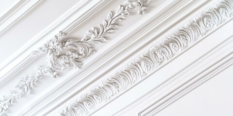 Sticker - White ornate molding on ceiling.