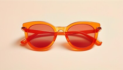 Chic Orange Sunglasses on Pastel Background Celebrating Peach Fuzz 2024, Perfect for Summer Fashion Promotions and Minimalist Design