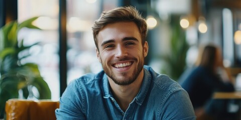 Wall Mural - Happy Man in Restaurant