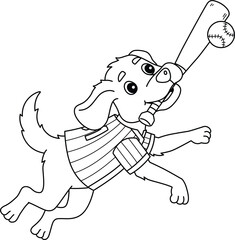 Sticker - Baseball Dog Playing Isolated Coloring Page 