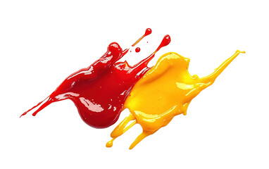 Delicious ketchup and mustard isolated on white or transparent background