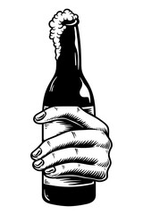 Wall Mural - hand holding a beer bottle design element