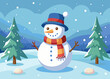 © Mohamed - A cheerful snowman stands in a snowy landscape, wearing a blue hat, red scarf, and a bright smile. Perfect for adding a touch of winter cheer to your designs.