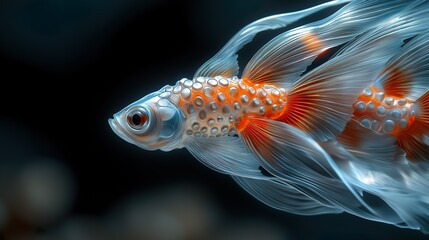 Aquarium Fish With Large Fins. Illustration On The Theme Of Fish And Species.  Generative AI