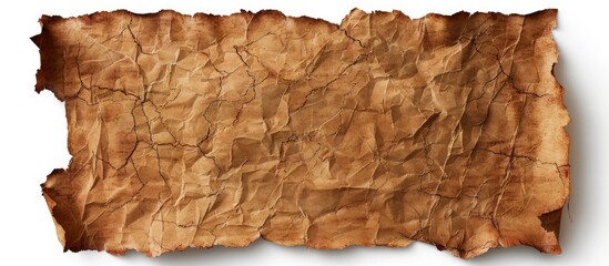 Wall Mural - Vintage aged brown paper sheet isolated on a white background with copy space image for clipping path