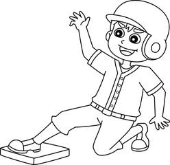 Wall Mural - Baseball Player Sliding Isolated Coloring Page 