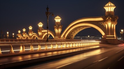 Poster - Illuminated Bridge at Night