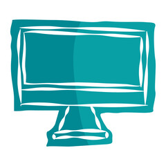 Wall Mural - png teal computer hand drawn sticker, transparent background