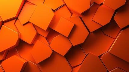 Wall Mural - Vibrant orange hexagonal patterns create a modern and dynamic background, perfect for design or abstract themes.