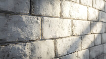 White Brick Wall With Sunlight Casting Shadows