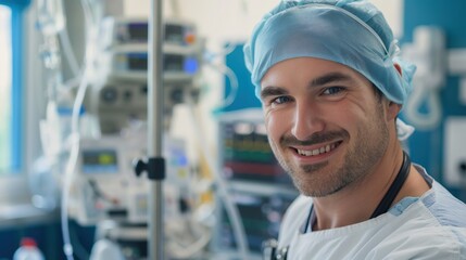 Wall Mural - Smiling Anesthesiologist in Clinic