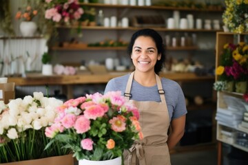 Poster - Hispanic women flower smiling adult.