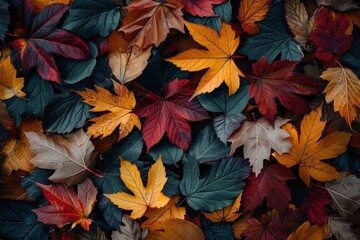 Wall Mural - flatlay autumn maple leaves leaf nature maple leaf.