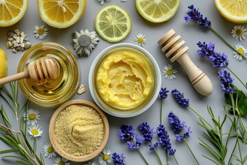 Natural skin care products with honey  clay  sugar  oil  oats