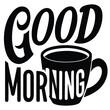 © MstTania - a text good morning with a tea cup icon