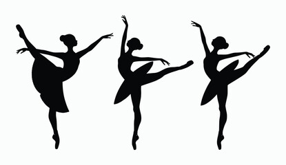 Ballerina dancing silhouette EPS vector art illustration template on a white background