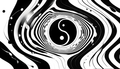 Wall Mural - Elegant black and white abstract yin yang wave background for business, posters, websites, and graphic design use