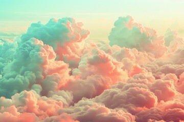 Wall Mural - Abstract sunny sky with fluffy clouds  symbolizing freedom.