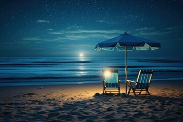 Wall Mural - Vacation summer beach night.