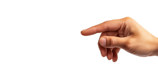 A close-up of a human hand pointing, symbolizing direction, communication, and interaction in various contexts.