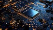 © ttonaorh - Detailed macro shot of a glowing microchip on a computer circuit board, highlighting technology, electronics, and modern computing