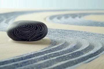 Zen garden japanese garden zen stone with zen pattern in sand as background