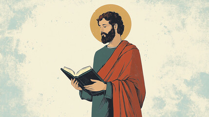 Representation of one of the four Evangelists (Matthew, Mark, Luke, John) holding a Gospel book