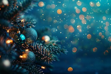 Wall Mural - experience the magic of christmas with enchanting glowing lights and festive ornaments that adorn a 