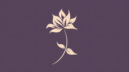 A simple, stylized beige flower on a purple background.