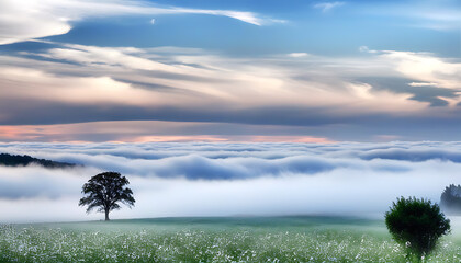 Canvas Print - sunset over the field