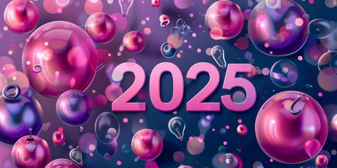 Wall Mural - experience the lively and luxurious new years eve celebration in 2025 with sparkling pink bubbles an